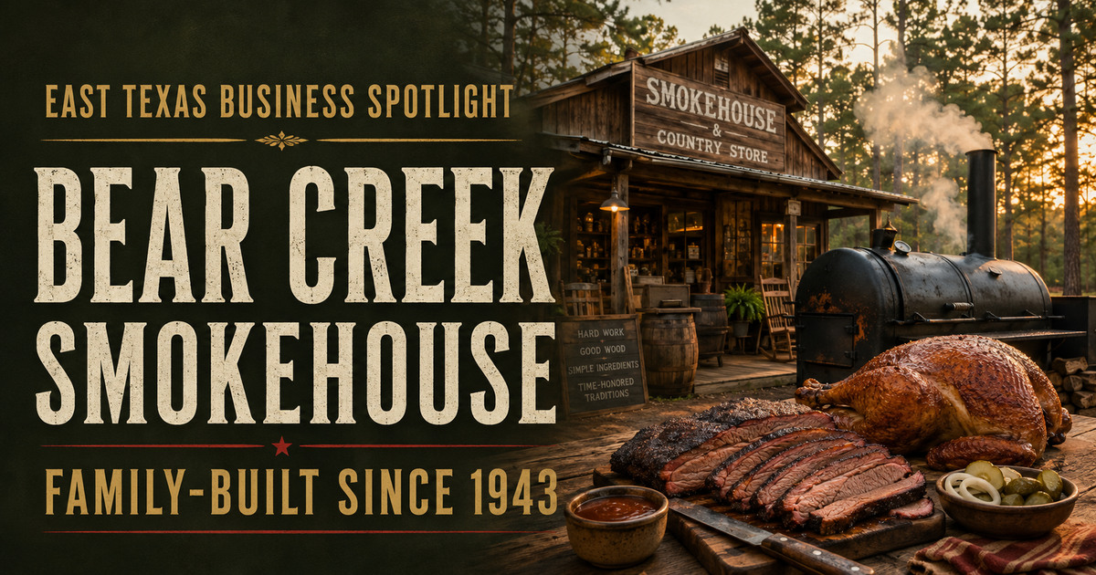 East Texas Business Spotlight: Robbie and Tracy Shoults of Bear Creek Smokehouse social preview