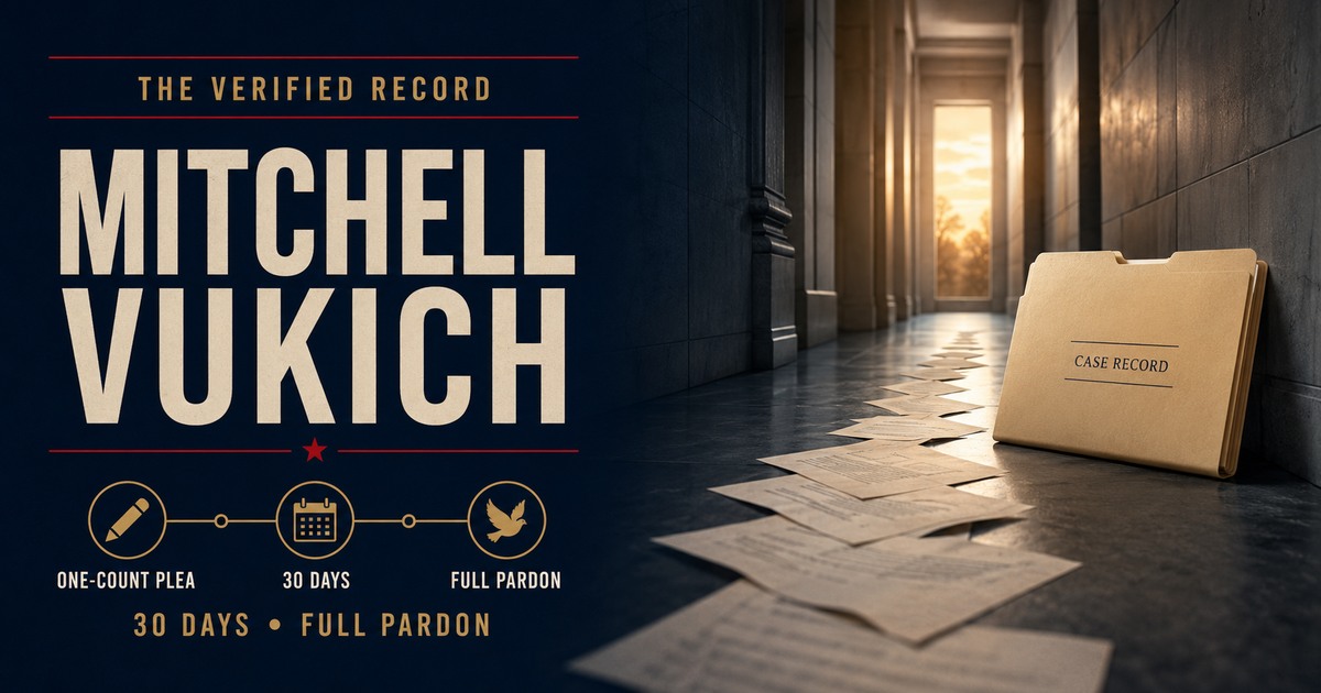 Mitchell Paul Vukich J6 Case Record: One-Count Plea, 30-Day Sentence and Full Pardon social preview